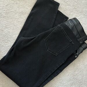 Abercrombie, Leather (faux) trim, Super high rise skinny, 29/8R, black